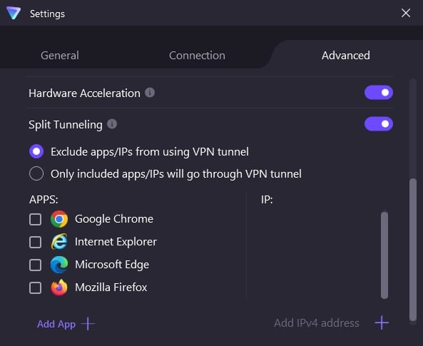 ProtonVPN's Advanced features.