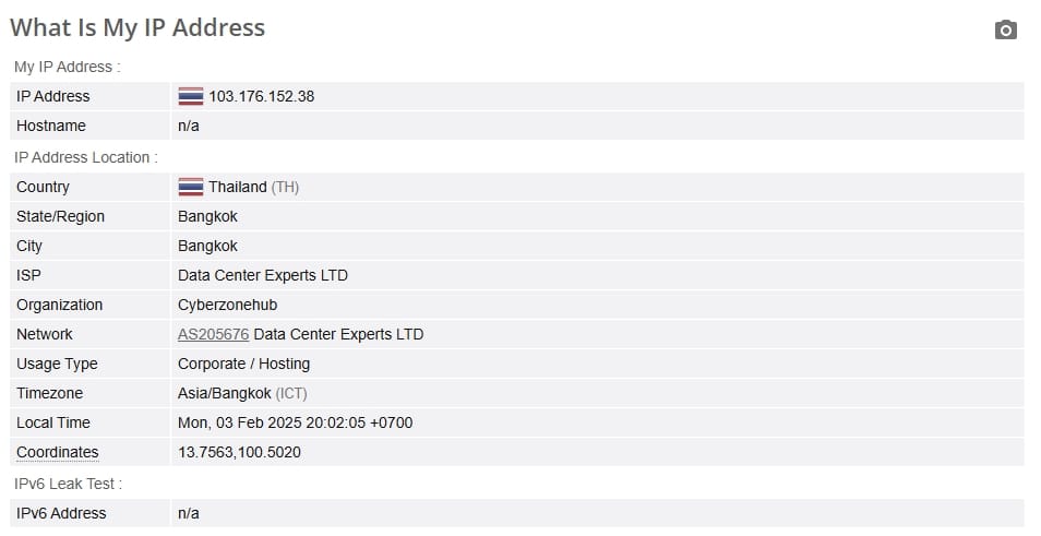 IP leak test.