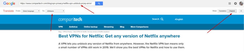 unblock websites with google translate