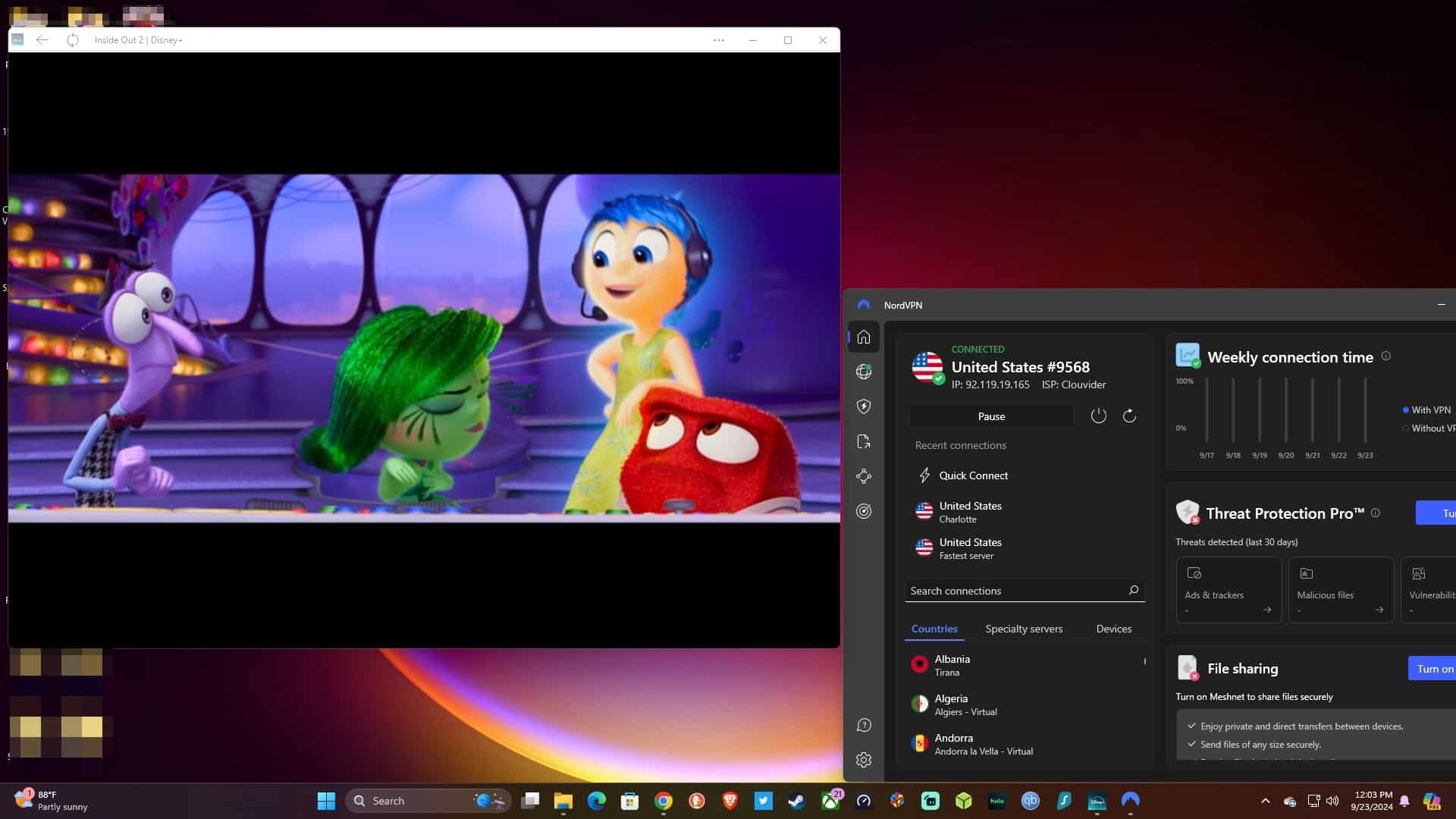 Streaming Disney Plus.
