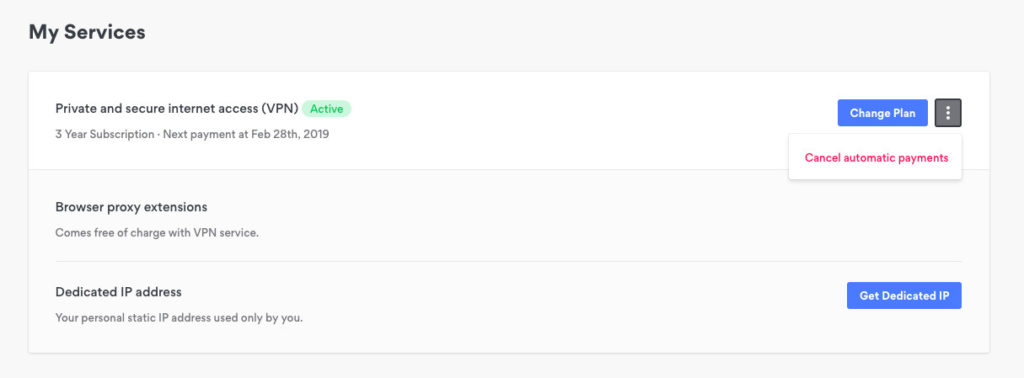 NordVPN cancel automatic payments