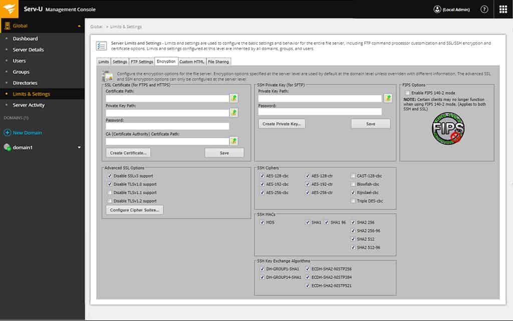 SolarWinds Serv-U Management Console