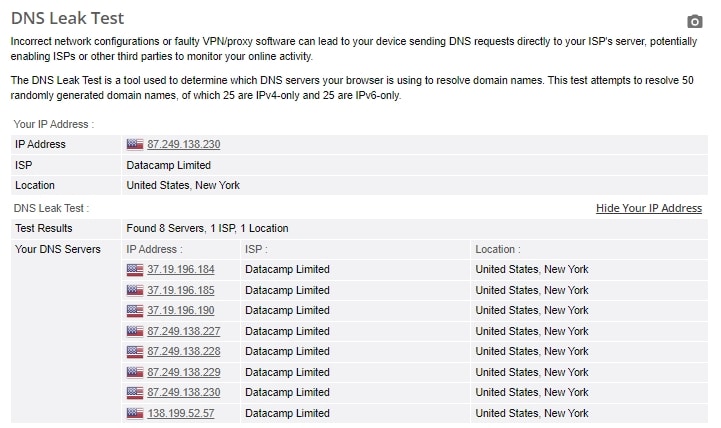 DNS leak test.