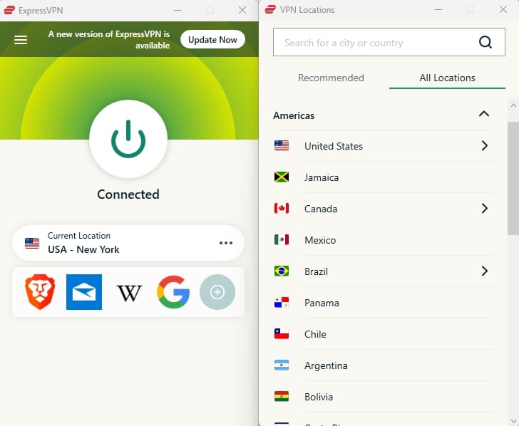 ExpressVPN server locations.