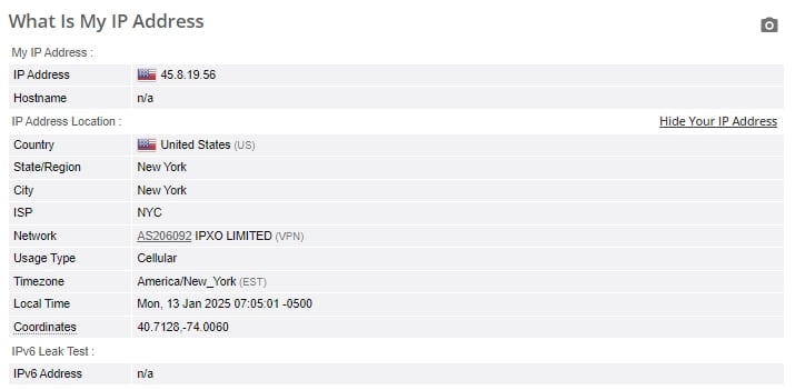 IP leak test.