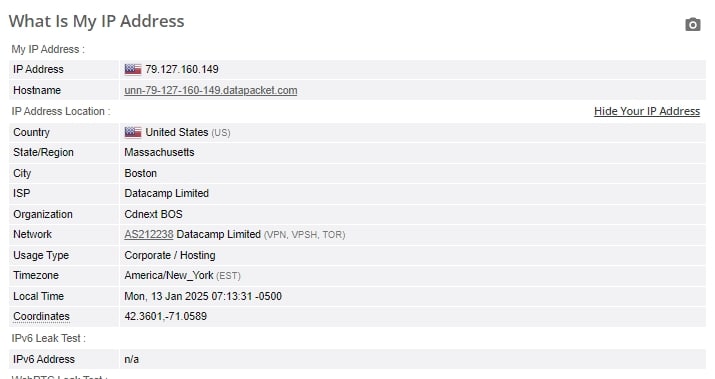 IP leak test.