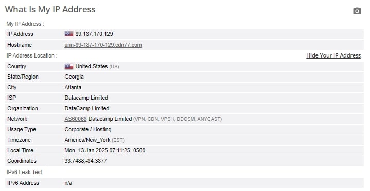 IP leak test.