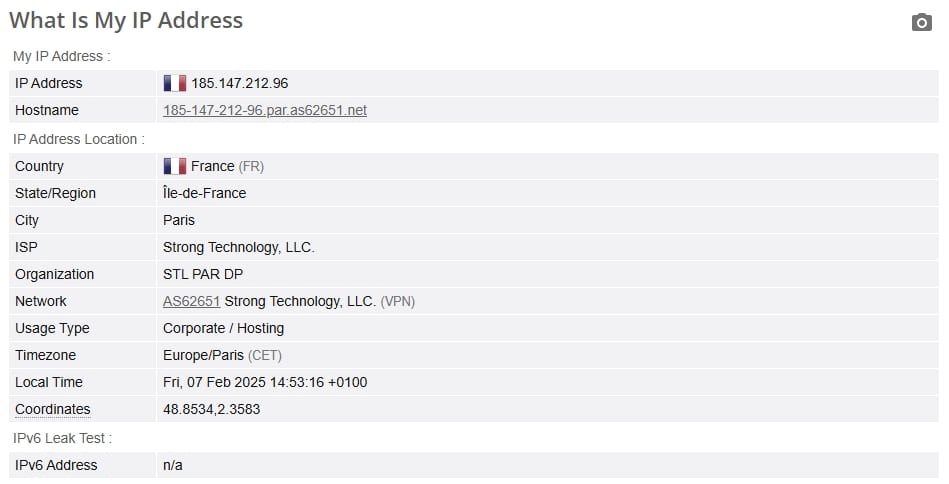IP leak test.