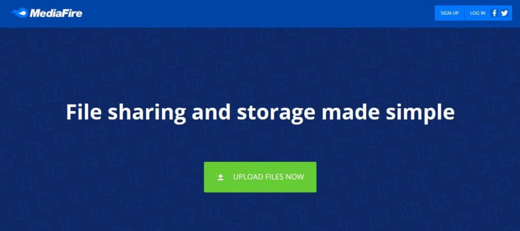 Mediafire homepage.