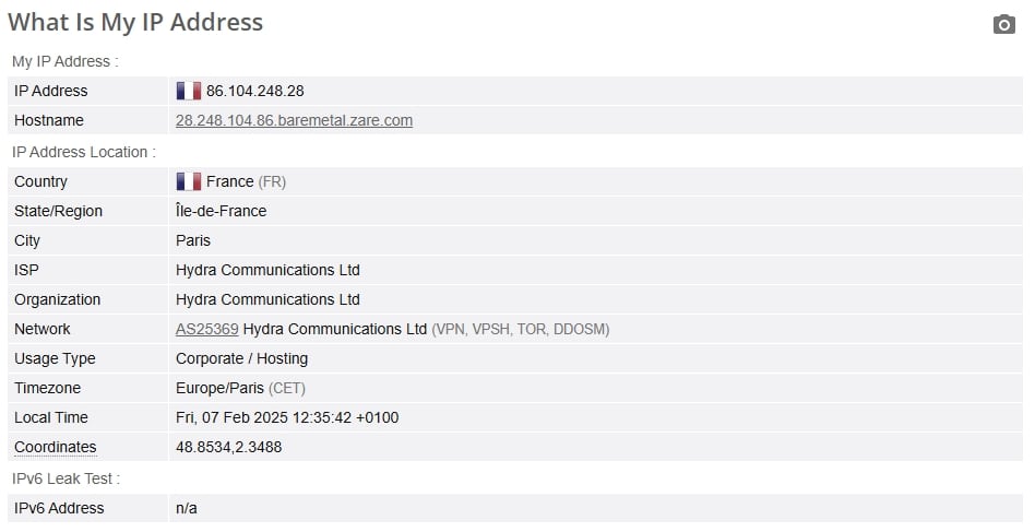 IP leak test.