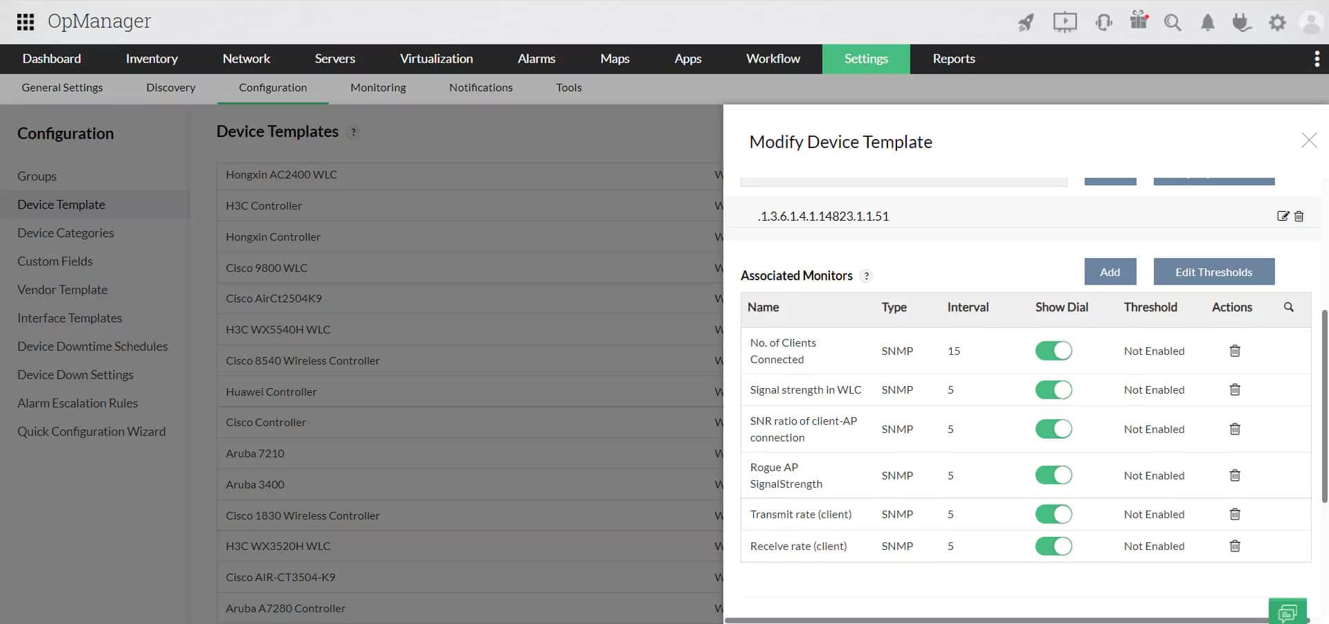 OpManager discovers and documents all wireless APs on a network