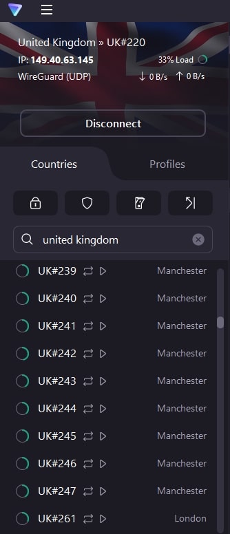 ProtonVPN's UK servers.