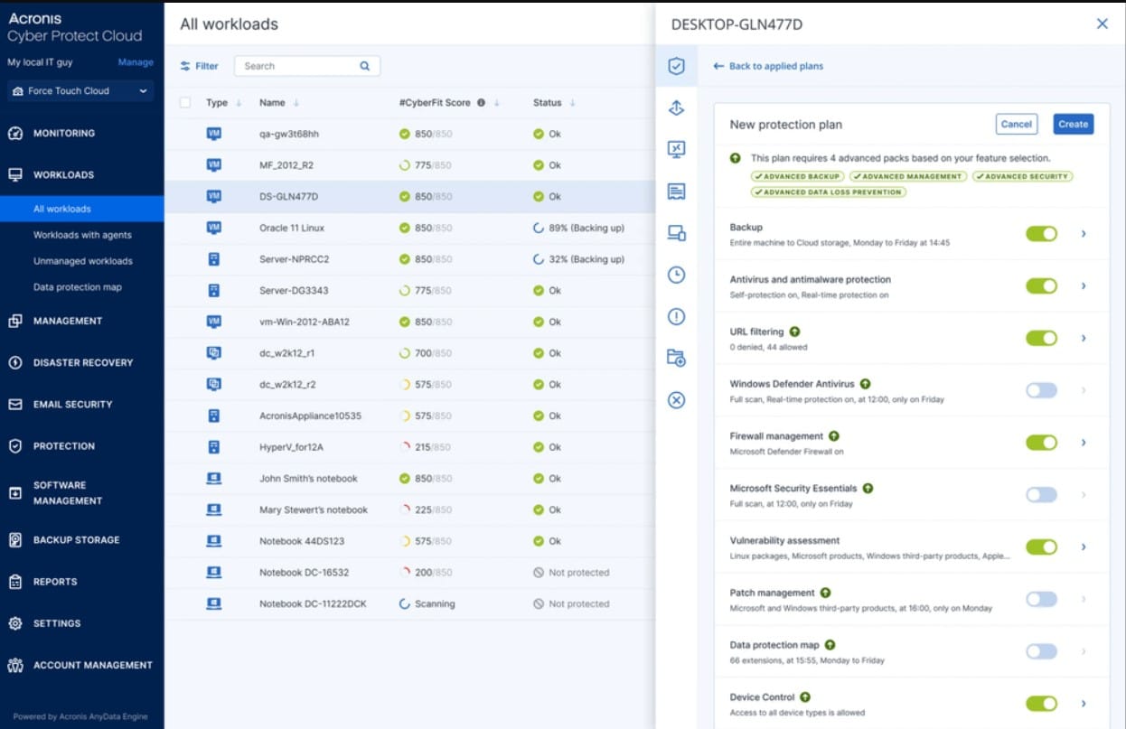 Acronis Cyber Protection Cloud SQL server