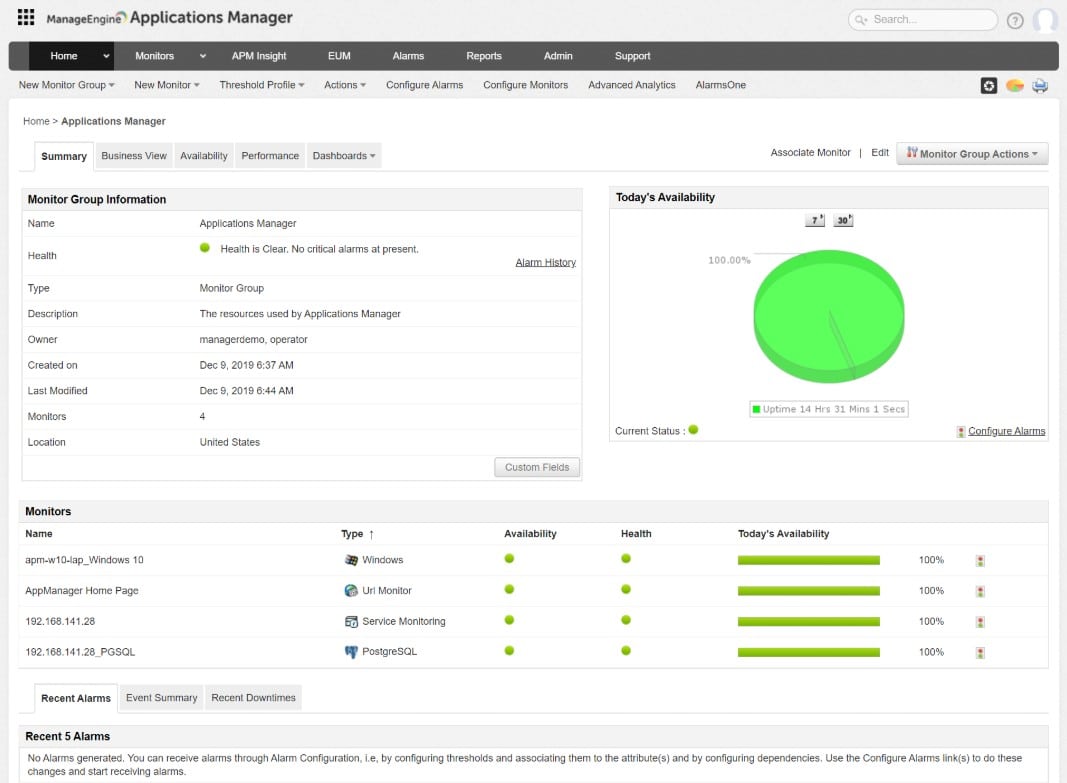 ManageEngine Applications Manager Server Management