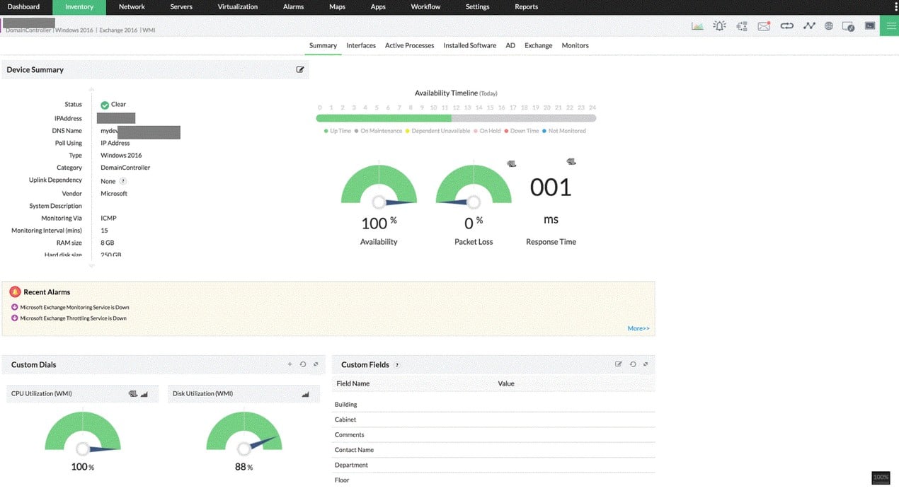 ManageEngine OpManager Exchange Monitoring