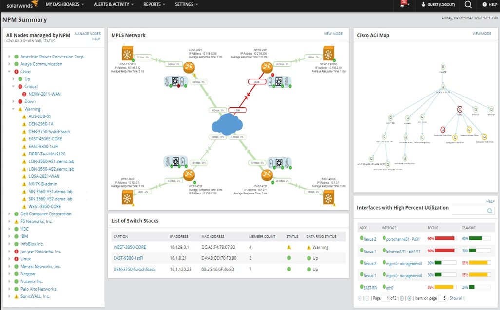 SolarWinds NPM Network Summary