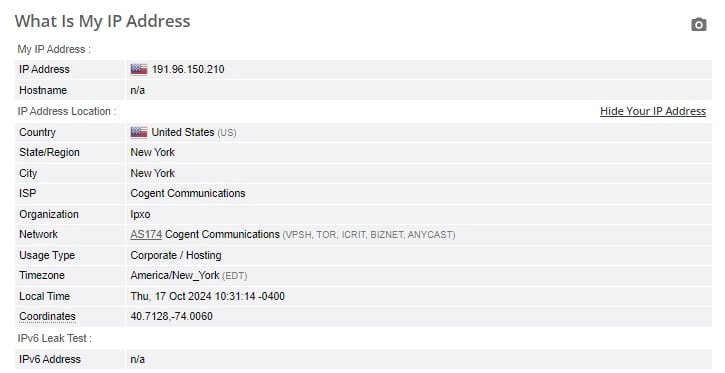 IP leak test.