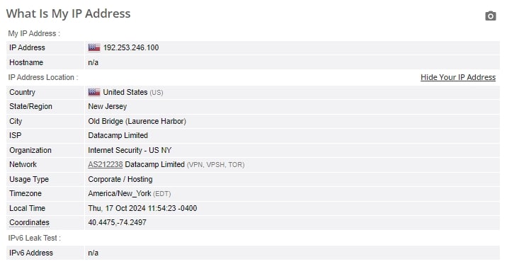 IP leak test.