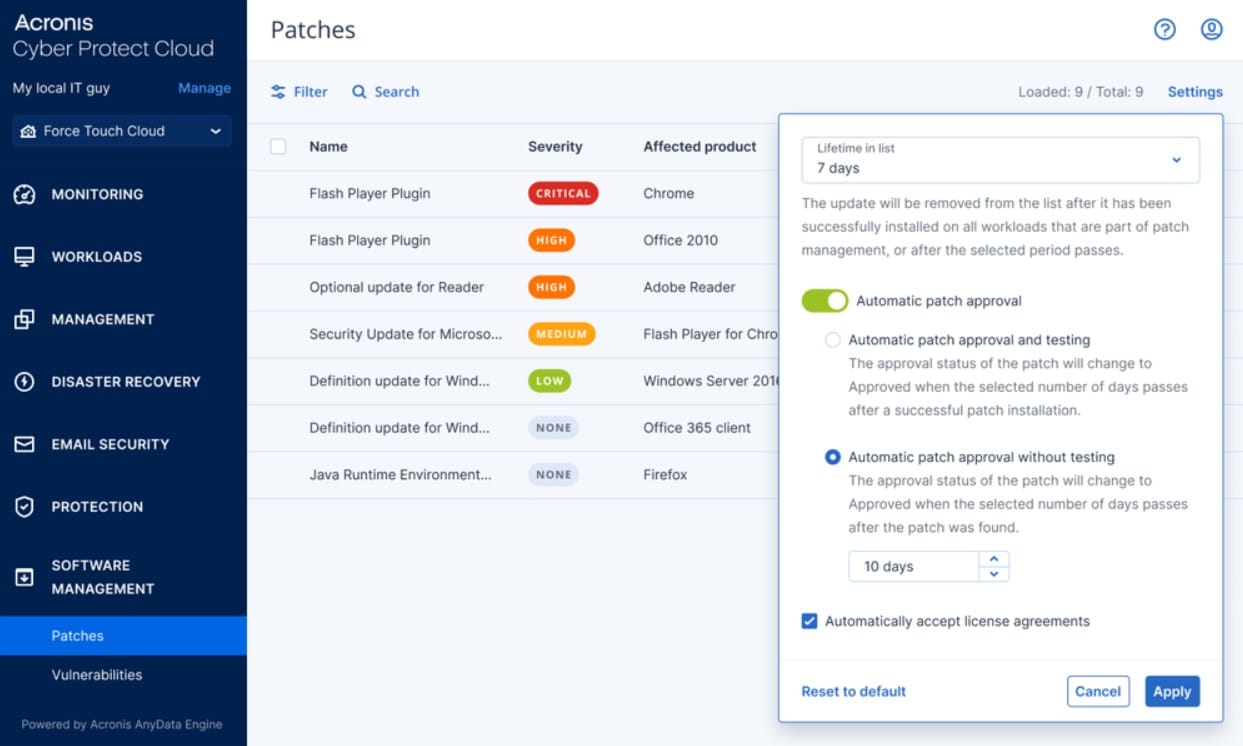 Acronis Cyber Protect Cloud DLP