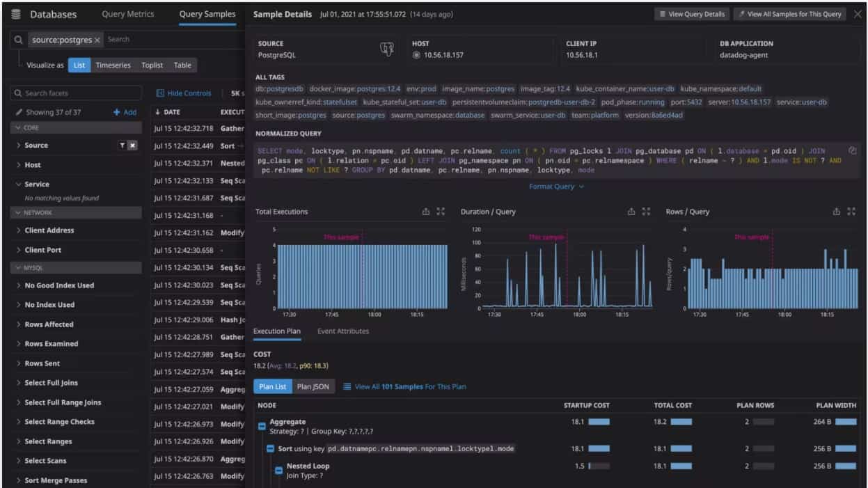 Datadog Database Query Samples