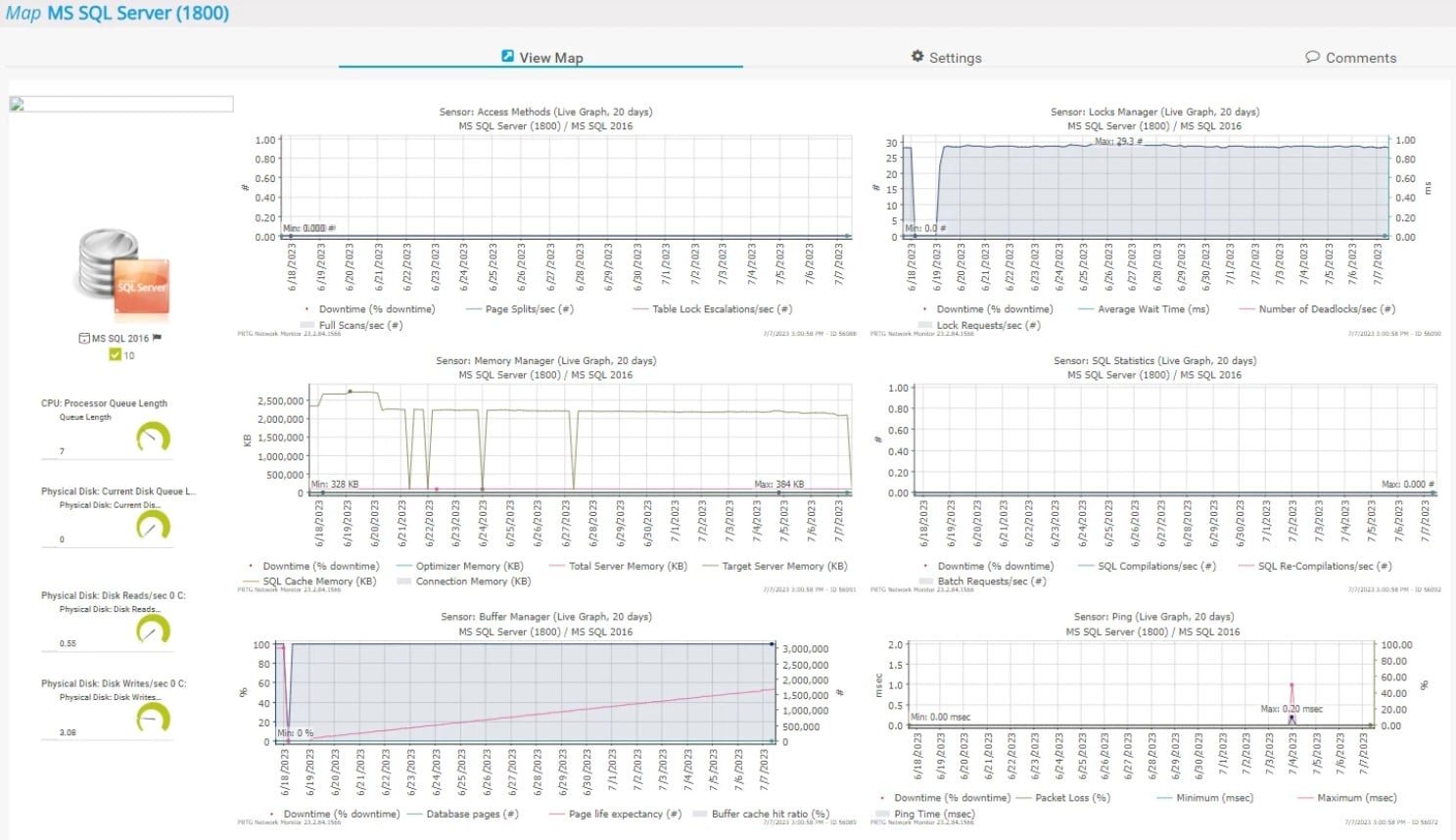 Paessler PRTG Network Monitor SQL query