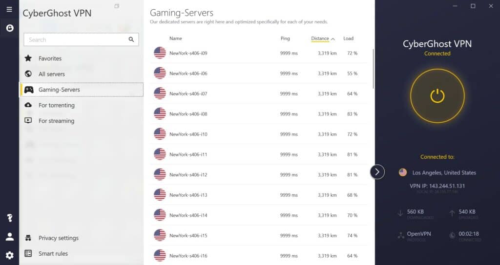 Spieleserver von CyberGhost