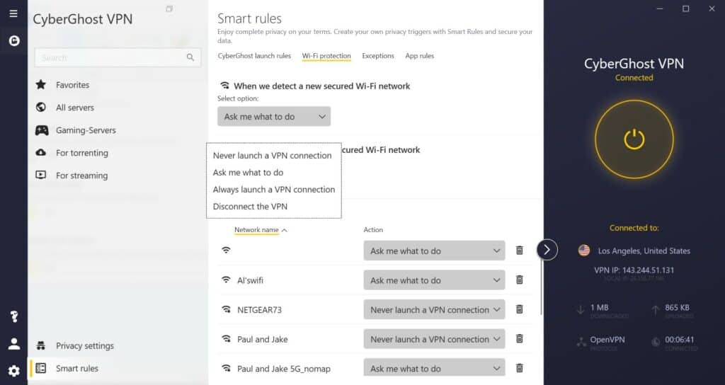 Protection Wi-Fi de CyberGhost 8. 