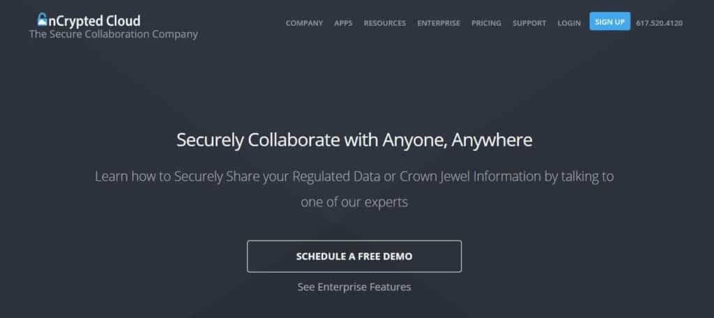 nCrypted Cloud homepage.