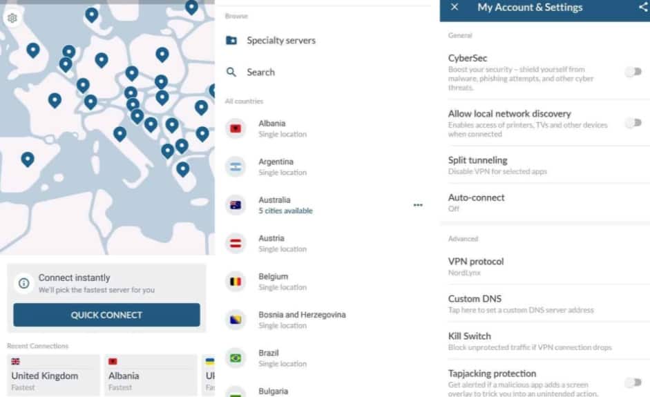 nordvpn servers - screenshot