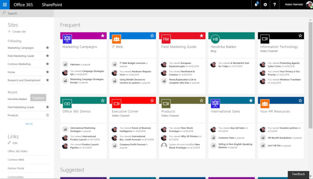 Microsoft sharepoint screenshot