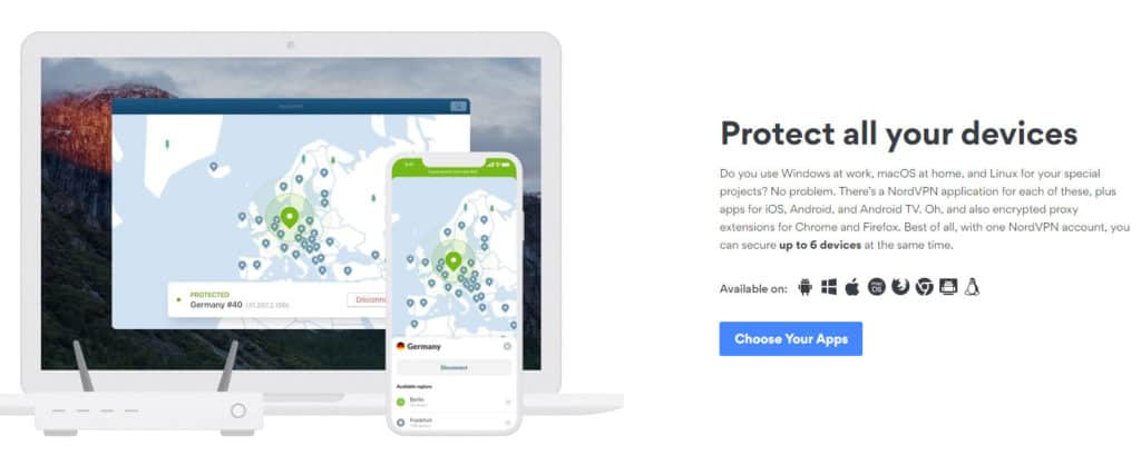Homepage von NordVPN – Schütze alle deine Geräte
