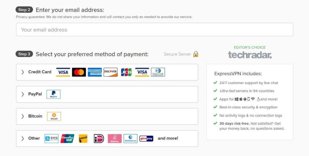 ExpressVPN free trial payment.