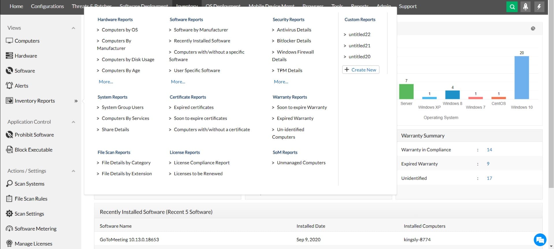 ManageEngine Endpoint Central Hardware Monitoring