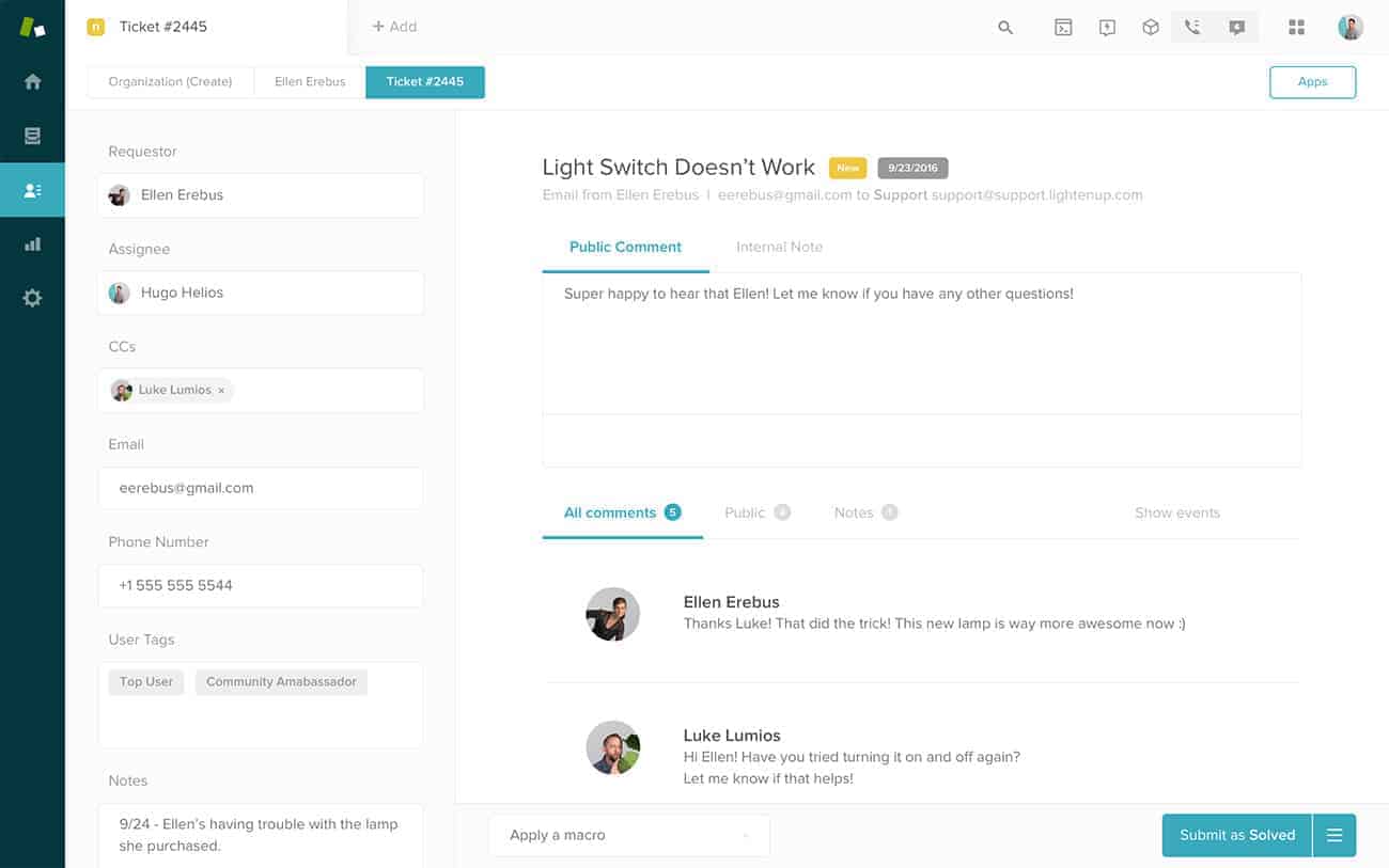 Zendesk ticket-view