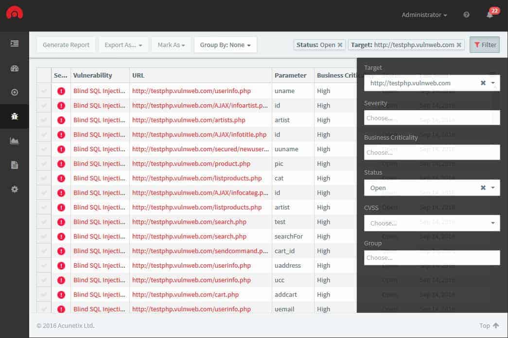 acunetix scanner screenshot