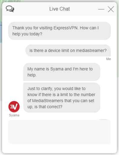 Live-Chat-Support von ExpressVPN