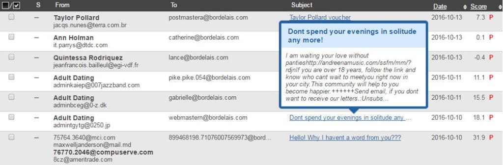 Hornetsecurity Email Spam Filter and Malware Protection Service inbox screenshot