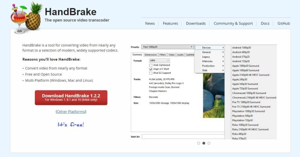 HandBrake video converter.