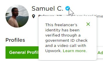 upwork account selling id badge
