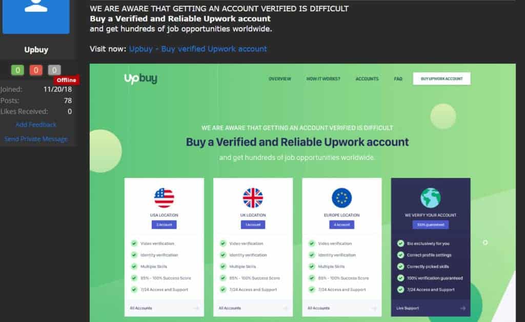 upworking account selling upbuy