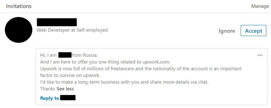 Upwork selling linkedin