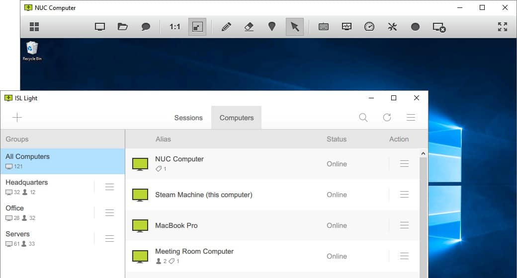 ISL Online dashboard