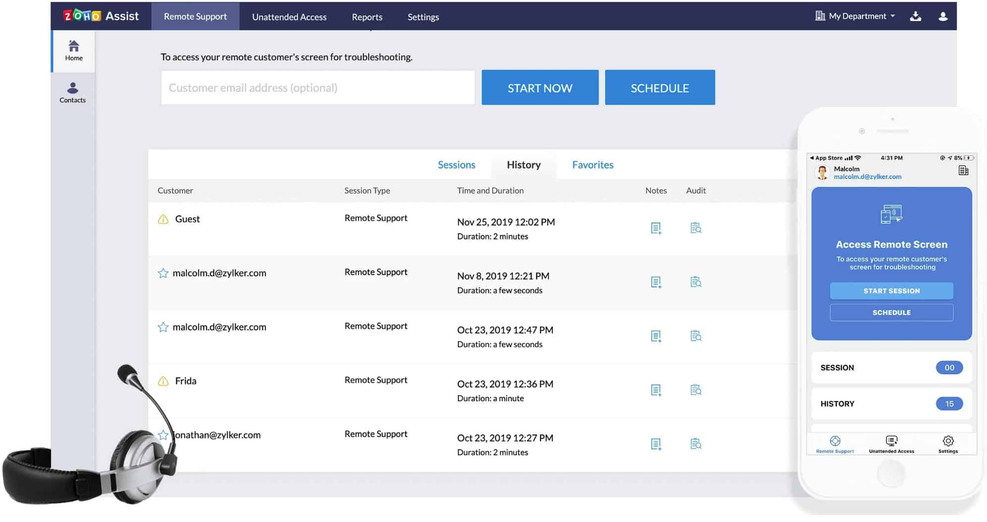 Zoho Assist - Remote Support Dashboard