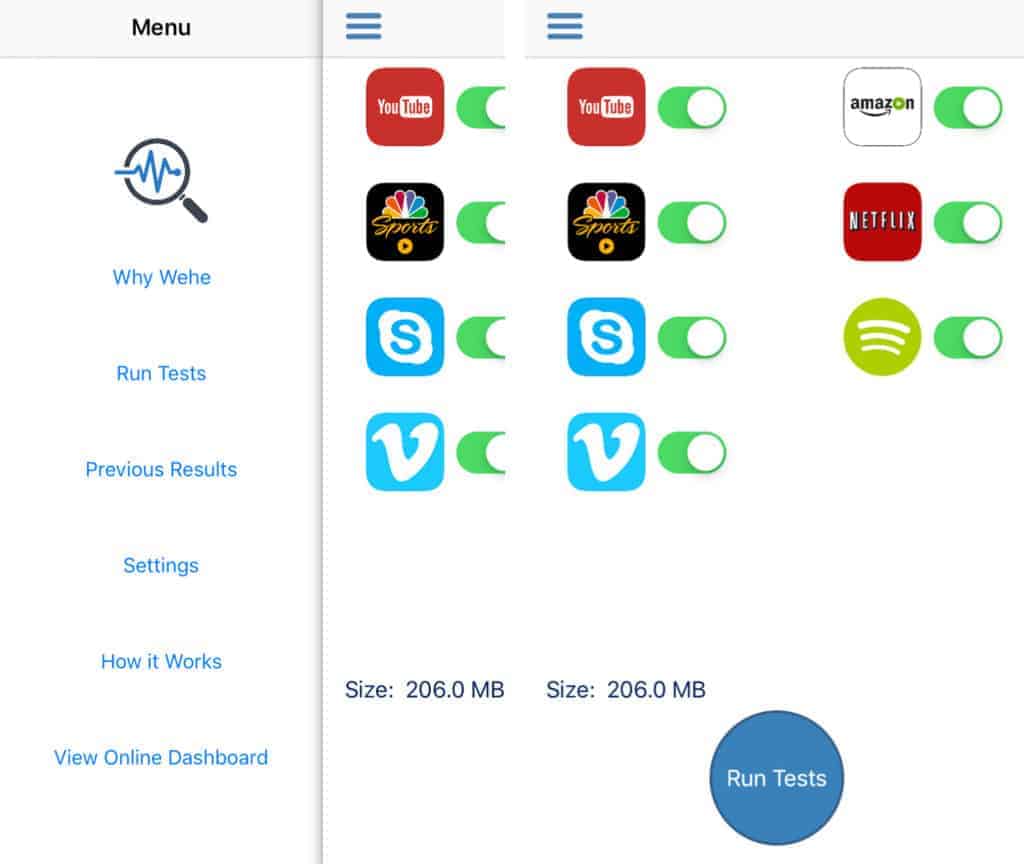 Wehe settings to test Comcast throttling Netflix.