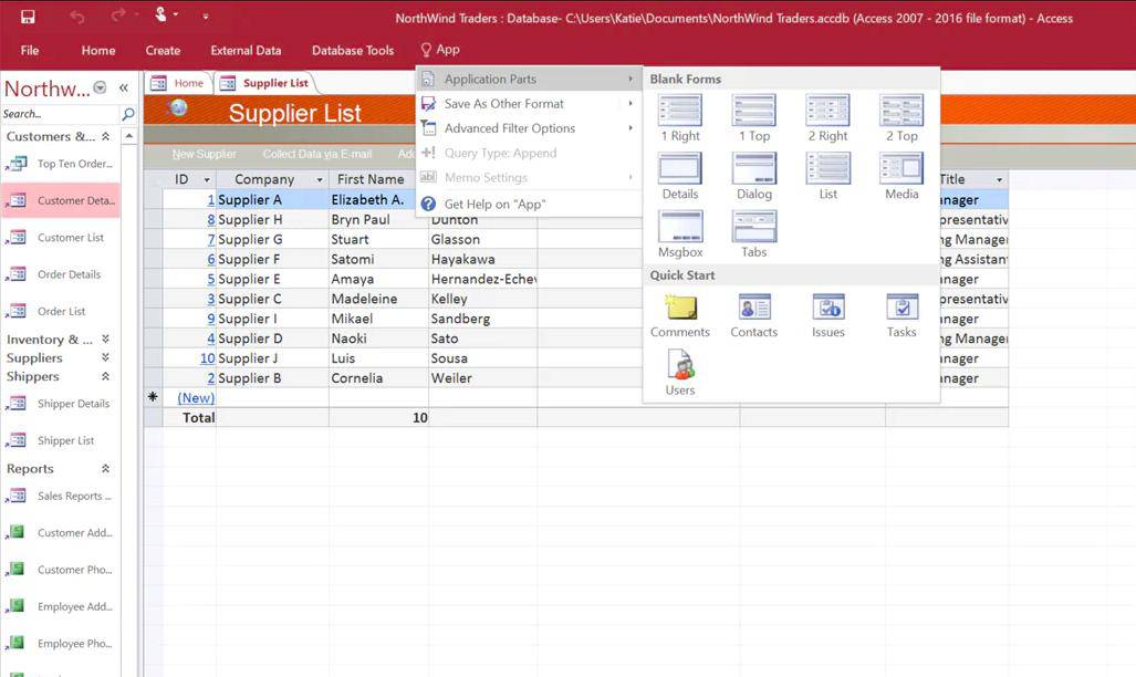 Microsoft Access Screenshot