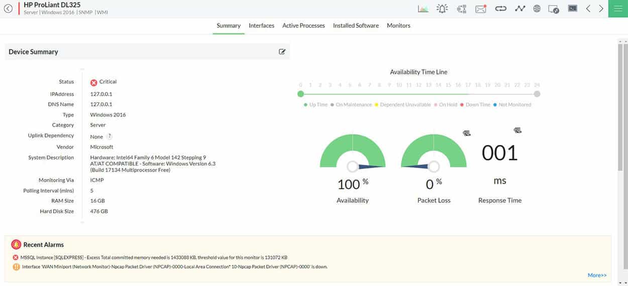 ManageEngine HP Device Monitoring