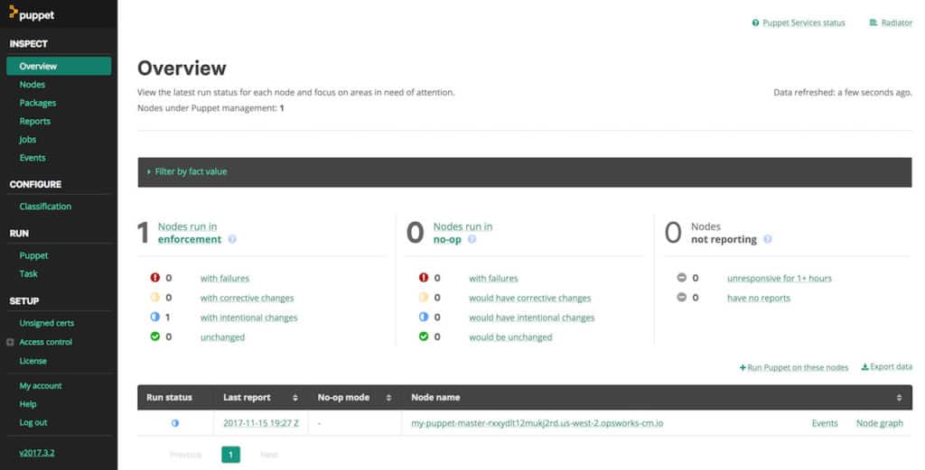 Puppet Enterprise screenshot
