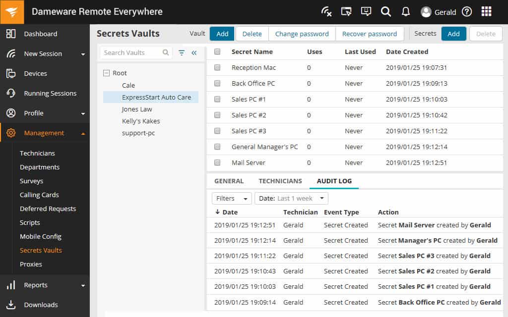 SolarWindws remote control secrets-vault