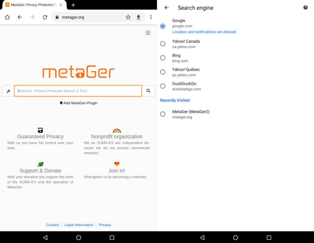 Android adding search engine.