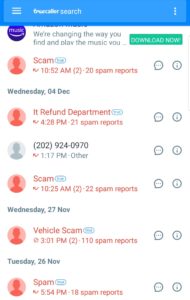 Truecaller app interface